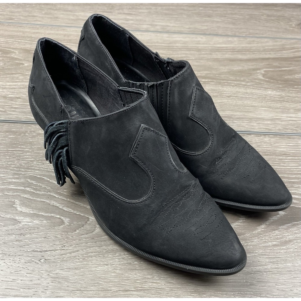 Sam Edelman Women's Hermosa Suede Western Fringe Ankle Booties‎ Black 9.5